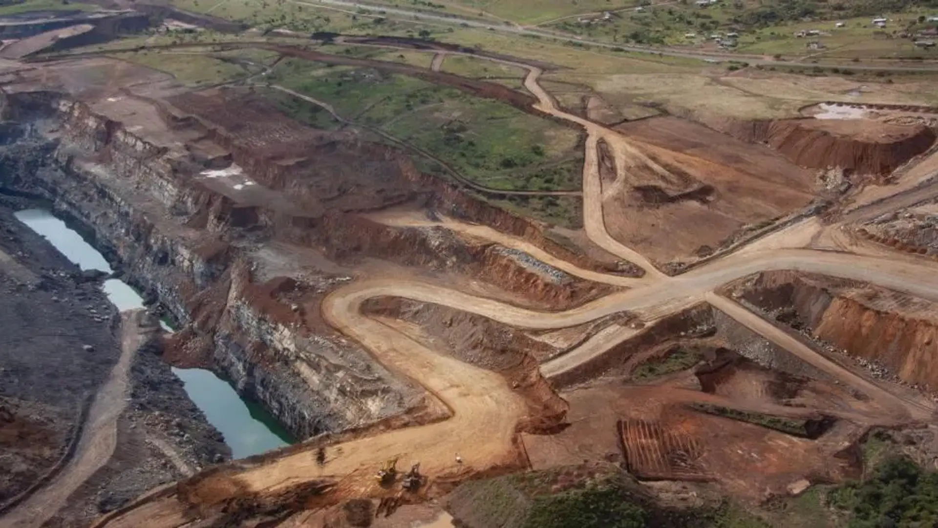 Arial shot of a mining site