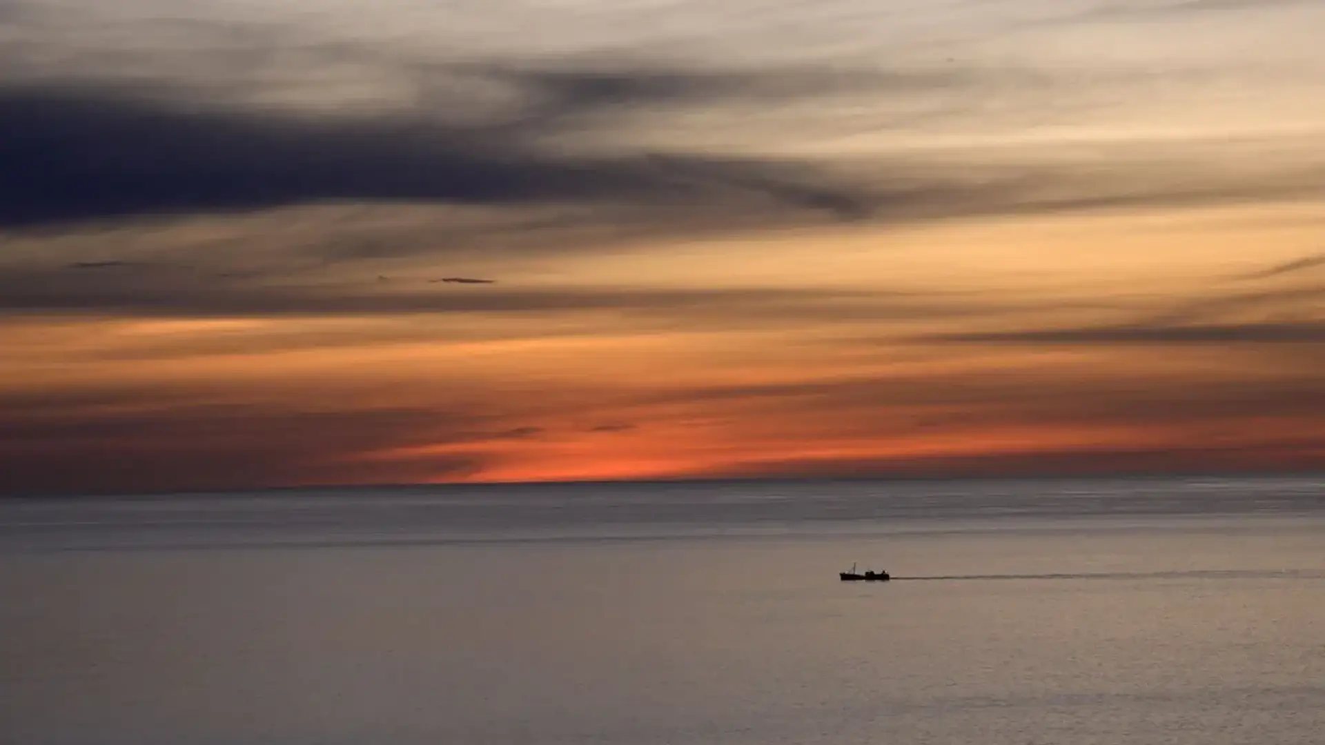 The ocean at dusk.